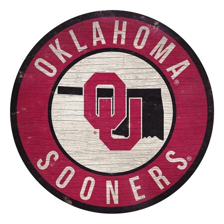 Fan Creations Oklahoma Sooners Sign Wood 12 Inch Round State Design 7846020179